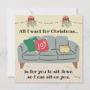 Tarjeta de navidad de gato, gato de Naranja cortad