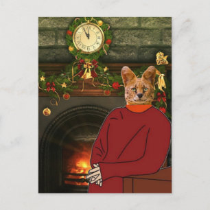 TARJETA DE NAVIDAD DE GATO JENGIBRE CON SUETER