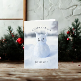 Tarjeta de Navidad de Gato Muñeco de Nieve Meowy C