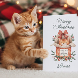 Tarjeta de Navidad de Gato Naranja Bonito No Abrir
