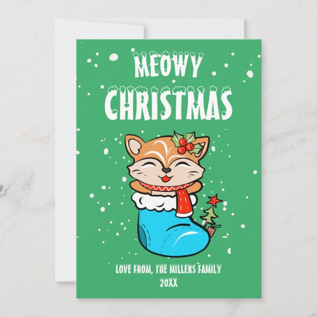 Tarjeta de Navidad de Gato, Navidad Meowy (Anverso)