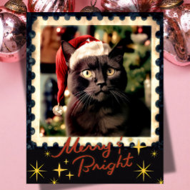 Tarjeta de Navidad de gato negro 