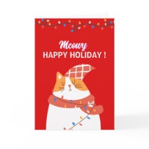 Tarjeta de Navidad de Gato Negro Divertida y Meowy