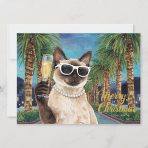 Tarjeta de Navidad de gato siamés de California
