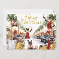 Tarjeta de Navidad de gato siamés de California