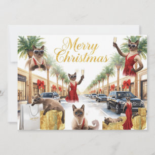 Tarjeta de Navidad de gato siamés de California