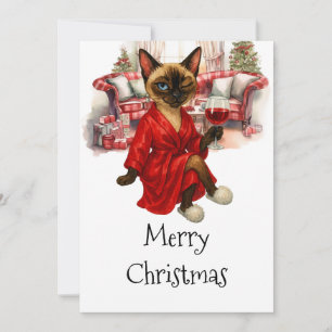 Tarjeta de Navidad de Gato Siamés – Divertida Fies