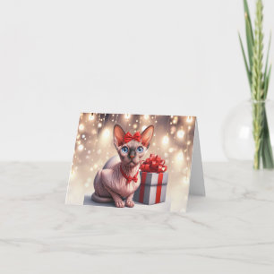 Tarjeta de Navidad de gato Sphynx