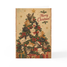 Tarjeta de Navidad de Gato Vintage | Maravillosame