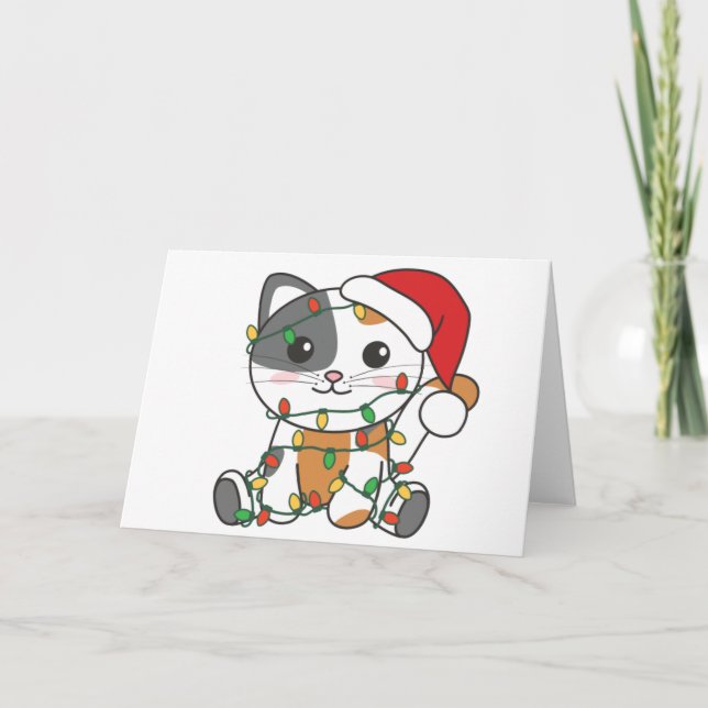 Tarjeta de Navidad de Gatos Animales de Invierno G (Anverso)