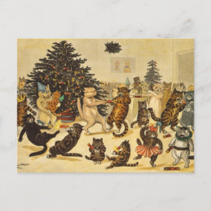 Tarjeta de Navidad de gatos en la fiesta de Louis 