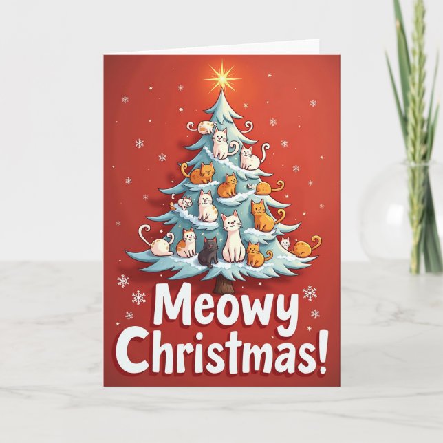 Tarjeta de Navidad de Gatos Meowy (Anverso)