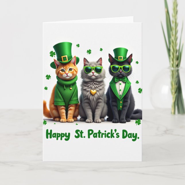 Tarjeta de Navidad de Gatos Shamrock (Anverso)