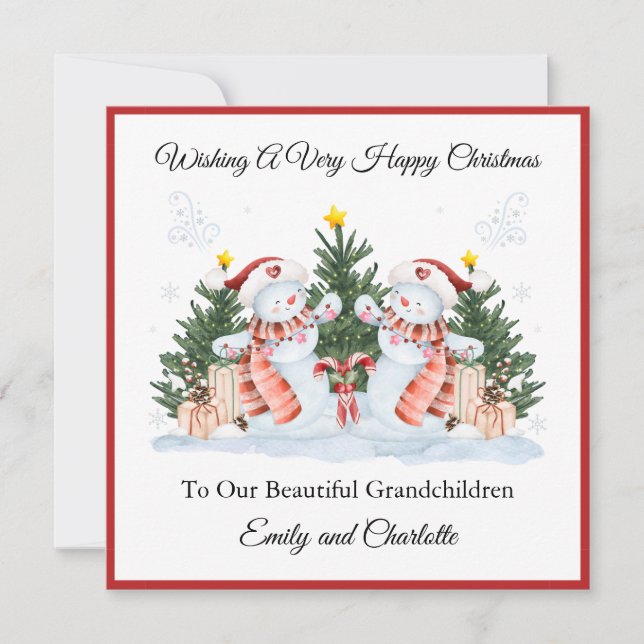 Tarjeta de Navidad de gemelas niñas primer segundo (Anverso)