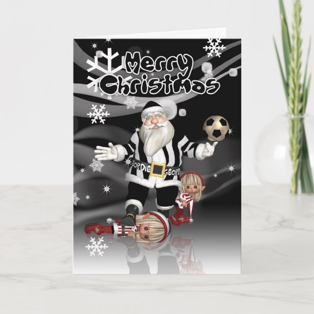 Tarjeta de Navidad de Geordie Santa y pequeños (Anverso)