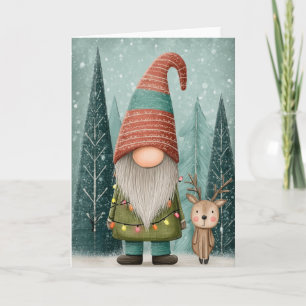 Tarjeta de Navidad de Gnome doblada 5x7