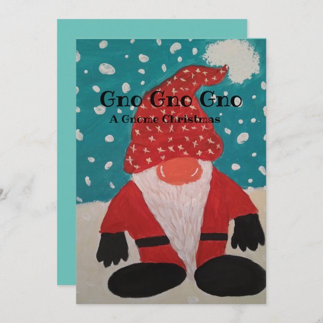 Tarjeta de Navidad de Gnome Santa (Anverso / Reverso)