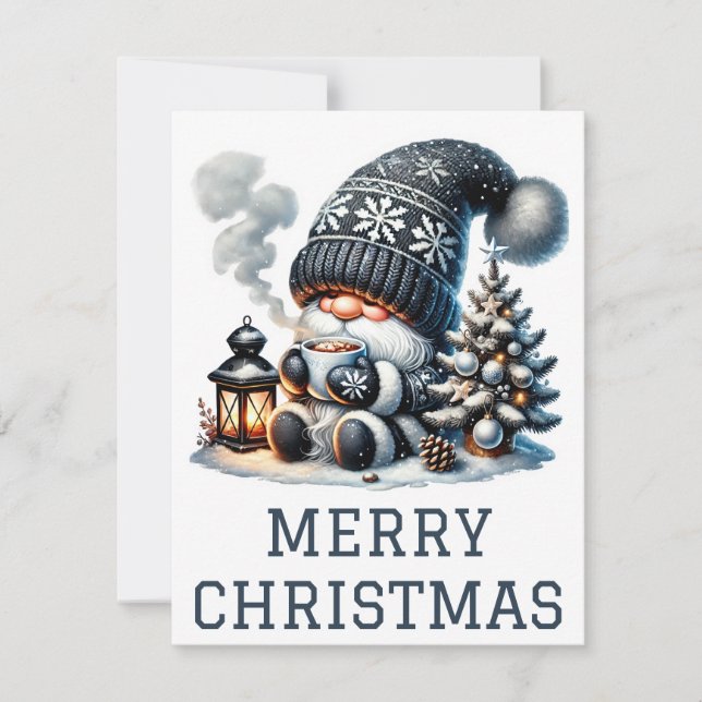 Tarjeta de Navidad de Gnomo Adorable (Anverso)