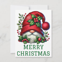 Tarjeta de Navidad de Gnomo Adorable