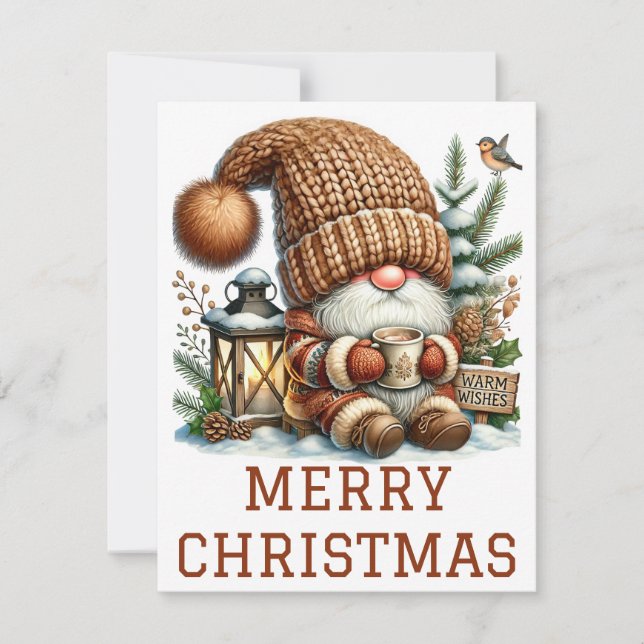Tarjeta de Navidad de Gnomo Adorable (Anverso)