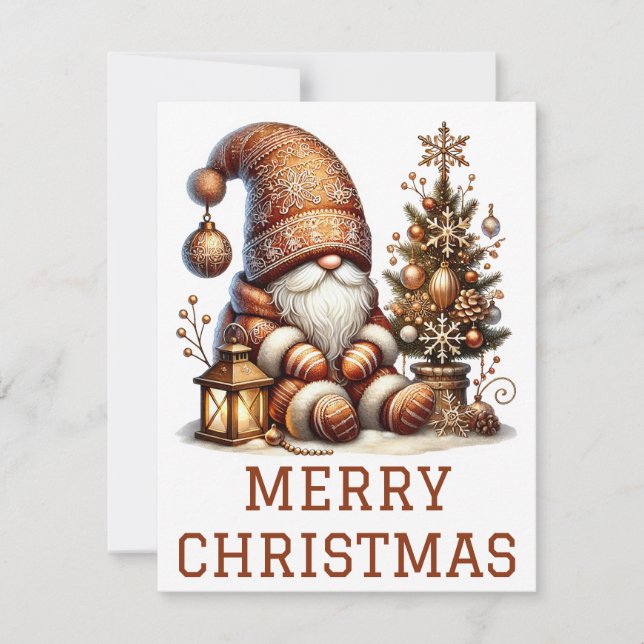 Tarjeta de Navidad de Gnomo Adorable (Anverso)