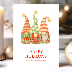 Tarjeta de Navidad de Gnomo Escandinavo Acuarela