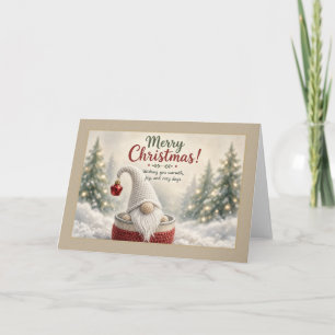 Tarjeta de Navidad de Gnomo Tejido con Adorno