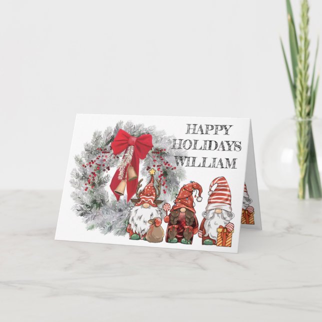 Tarjeta de Navidad de Gnomos (Anverso)