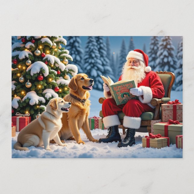Tarjeta de Navidad de Golden Retriever (Anverso)