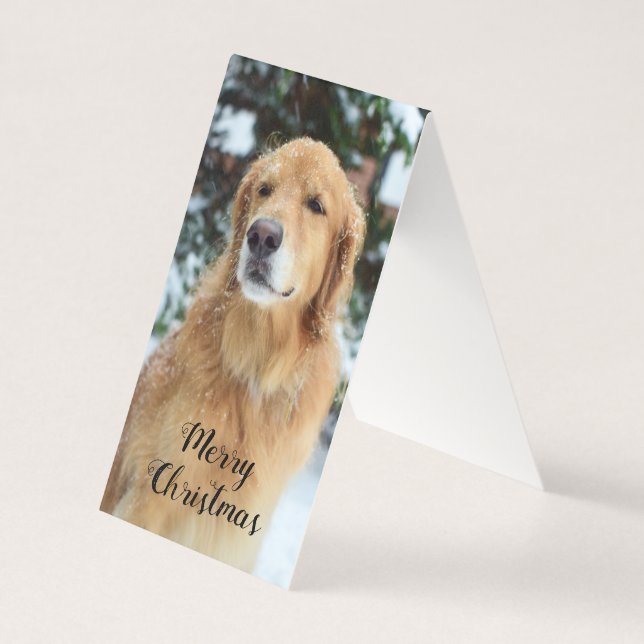 Tarjeta de Navidad de Golden Retriever (Anverso)