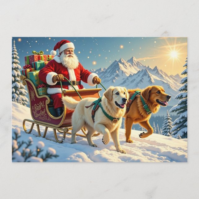 Tarjeta de Navidad de Golden Retriever (Anverso)