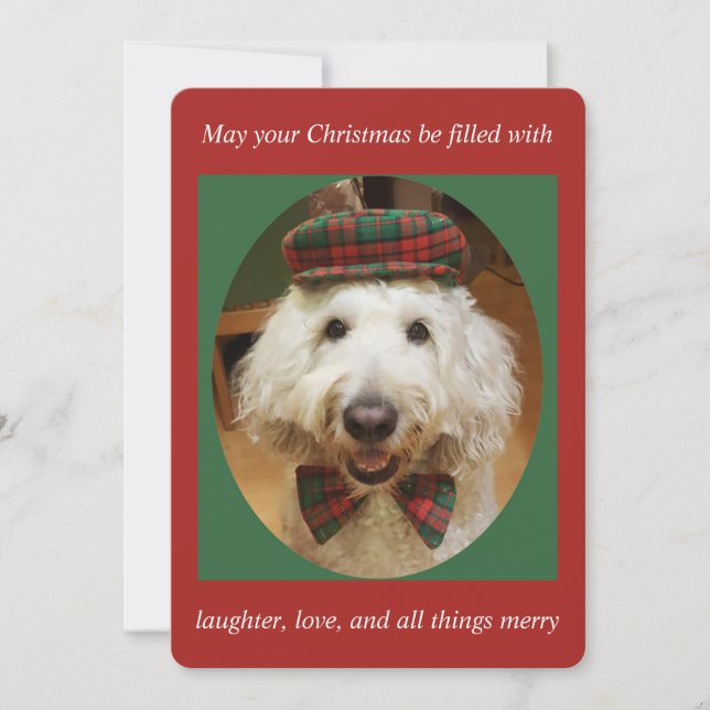 Tarjeta de Navidad de Goldendoodle (Anverso)