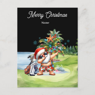 Tarjeta de Navidad de golf con Papá Noel desde Haw
