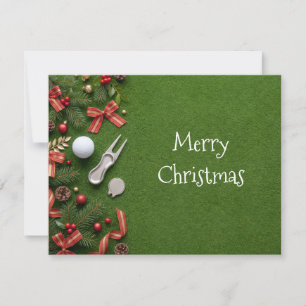 Tarjeta de Navidad de golf con Papá Noel y pelota
