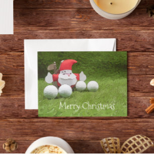 Tarjeta de Navidad de golf con Papá Noel y pelota