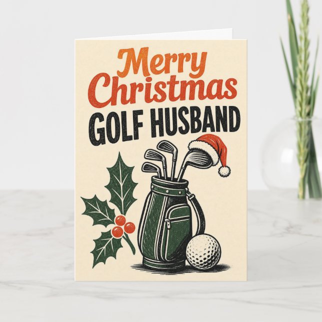 Tarjeta de Navidad de Golf para Marido (Anverso)