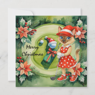 Tarjeta de Navidad de golf para mujeres amantes de