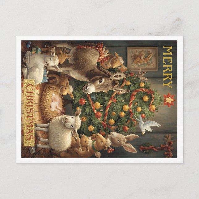 Tarjeta de Navidad de granja de animales (Anverso)
