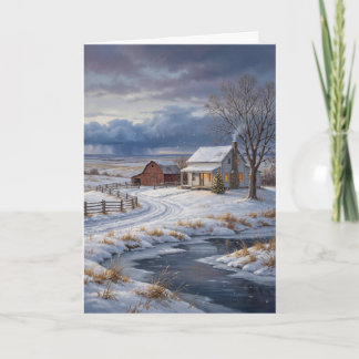 Tarjeta de Navidad de granja de pradera americana 