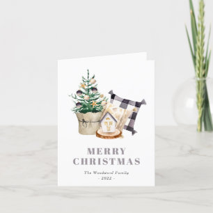 Tarjeta de Navidad de granja en acuarela adorable