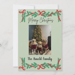 Tarjeta de Navidad de Guirnalda y Lazos