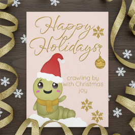 Tarjeta de Navidad de Gusano de Dibujos Animados c