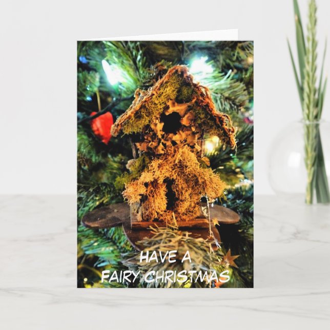 Tarjeta de Navidad de hadas de la casa (Anverso)