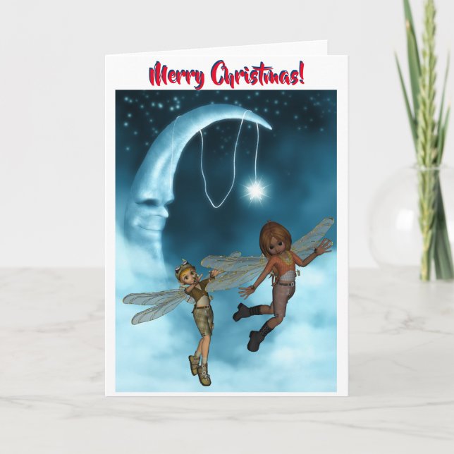 Tarjeta de Navidad de hadas de Steampunk (Anverso)