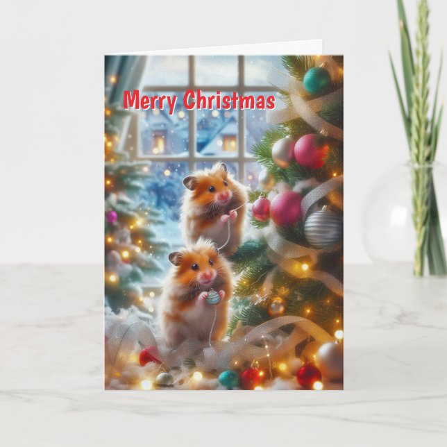 Tarjeta de Navidad de hámsters (Anverso)