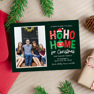 Tarjeta de Navidad de Ho Ho Home Anuncio de Mudanz
