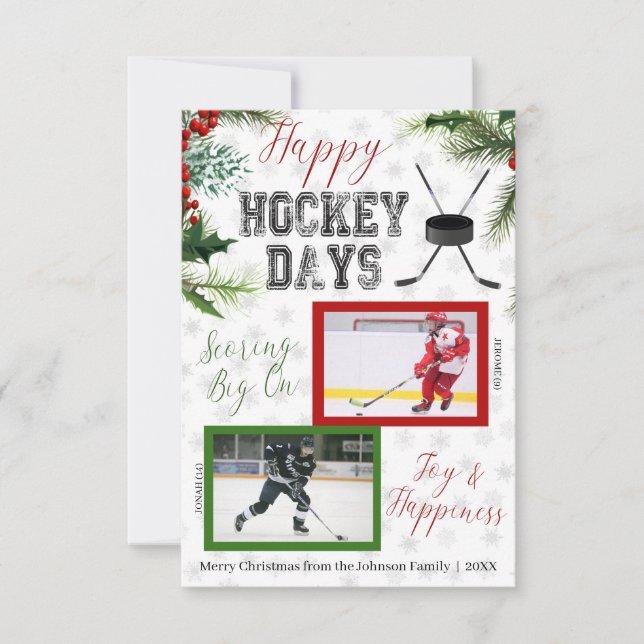 Tarjeta de Navidad de Hockey (Anverso)
