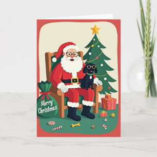 Tarjeta de Navidad de Hombre Alegre y Cachorro