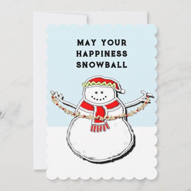 Tarjeta de Navidad de hombre de nieve (Anverso)