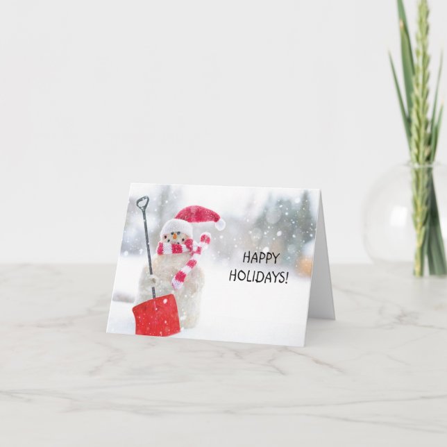 Tarjeta de Navidad de hombre de nieve de Felices F (Anverso)